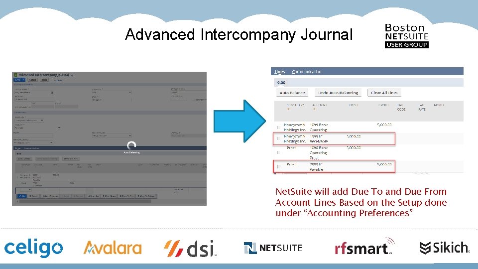 Advanced Intercompany Journal Net. Suite will add Due To and Due From Account Lines