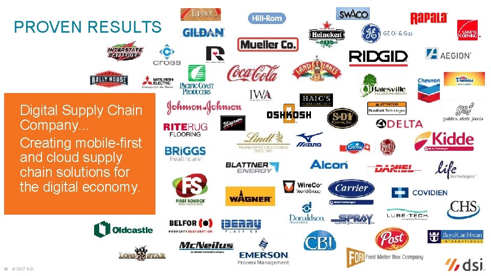 PROVEN RESULTS Digital Supply Chain Company. . . Creating mobile-first and cloud supply chain