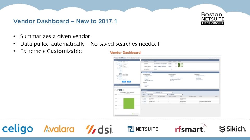 Vendor Dashboard – New to 2017. 1 • Summarizes a given vendor • Data