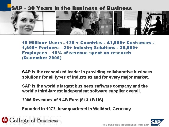 ã SAP - 30 Years in the Business of Business 15 Million+ Users -