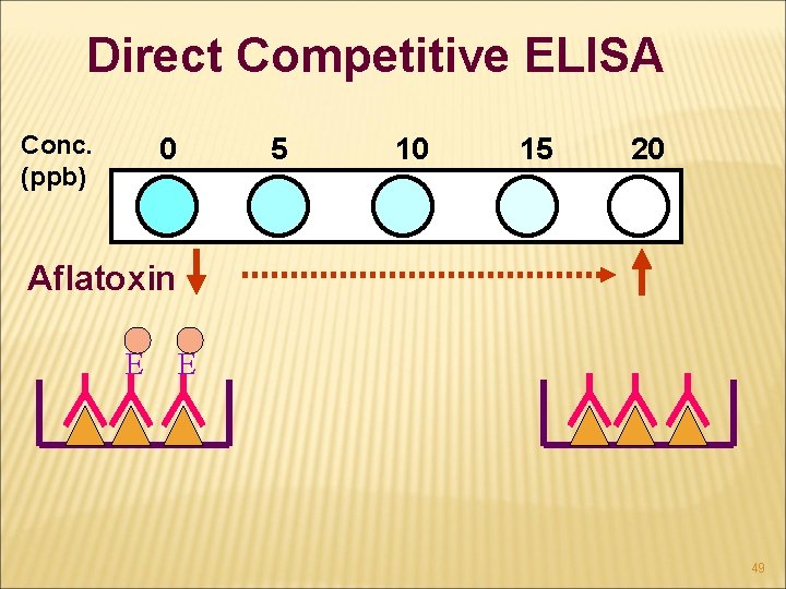 Direct Competitive ELISA Conc. (ppb) 0 5 10 15 20 Aflatoxin E E 49