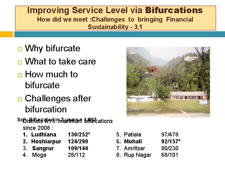 Improving Service Level via Bifurcations How did we meet : Challenges to bringing Financial