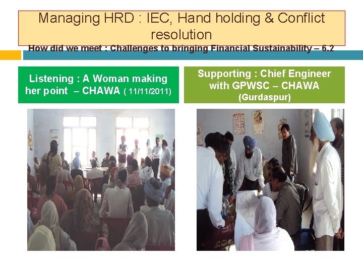 Managing HRD : IEC, Hand holding & Conflict resolution How did we meet :