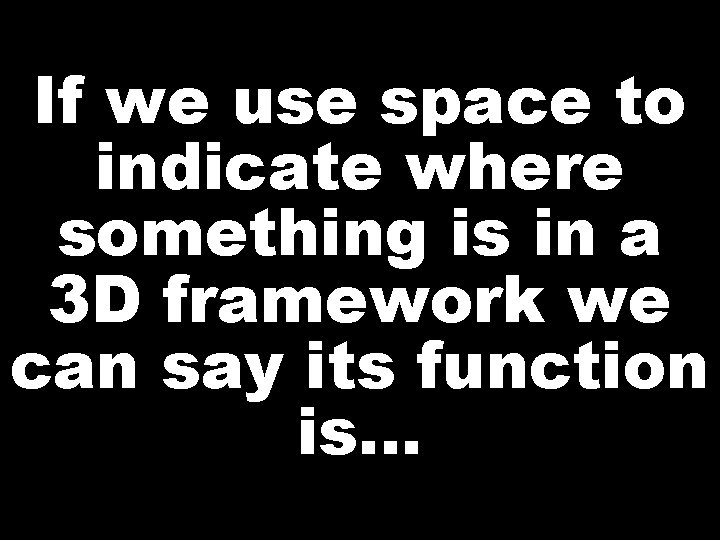 If we use space to indicate where something is in a 3 D framework