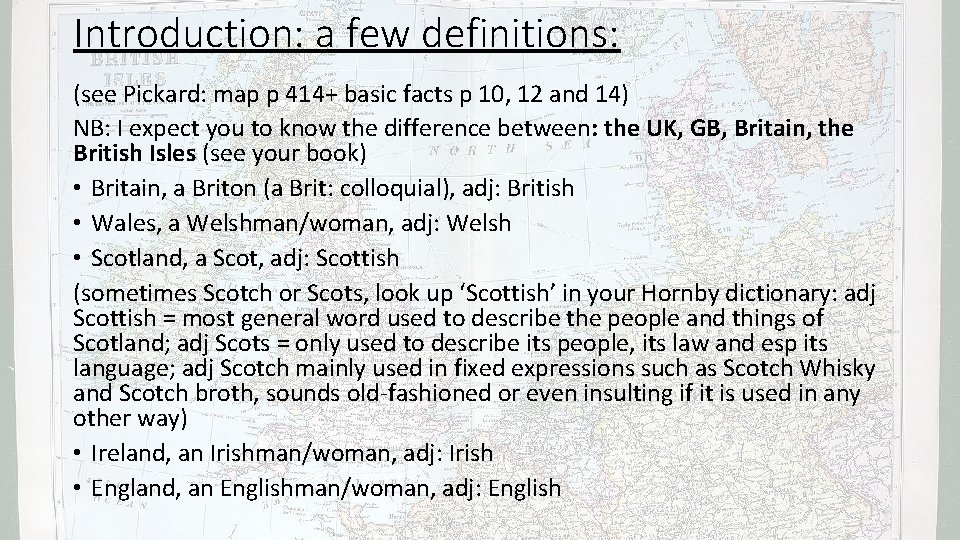Introduction: a few definitions: (see Pickard: map p 414+ basic facts p 10, 12