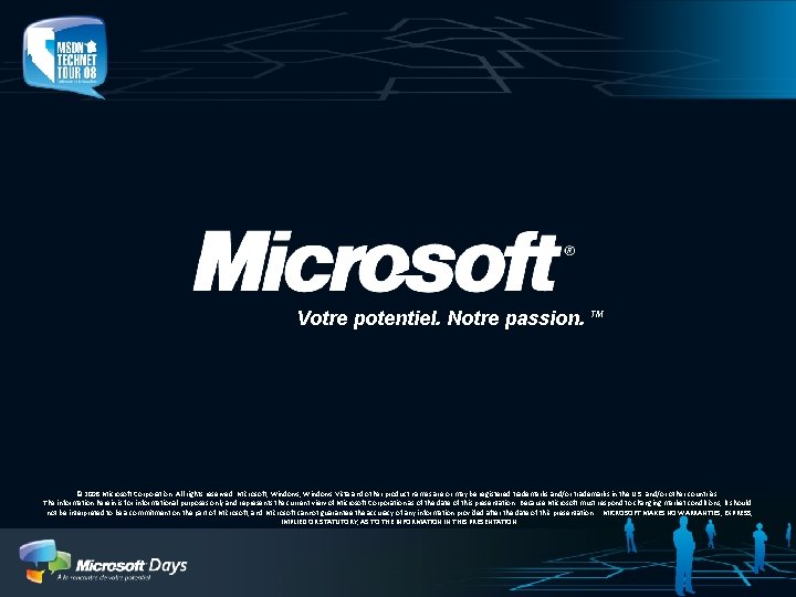 Votre potentiel. Notre passion. TM © 2008 Microsoft Corporation. All rights reserved. Microsoft, Windows