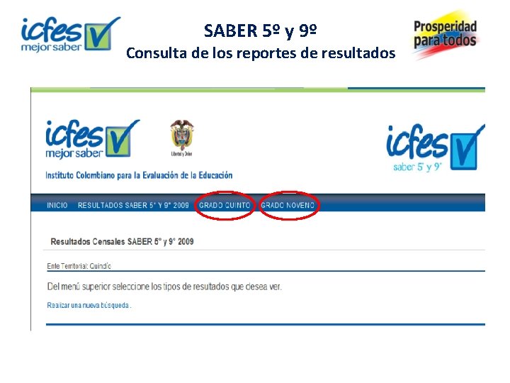 SABER 5º y 9º Consulta de los reportes de resultados 