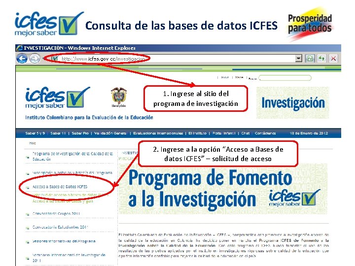 Consulta de las bases de datos ICFES 1. Ingrese al sitio del programa de