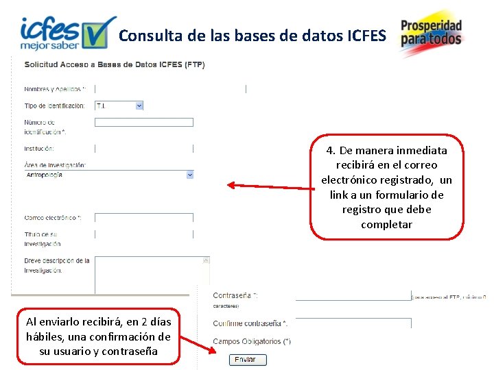 Consulta de las bases de datos ICFES 4. De manera inmediata recibirá en el