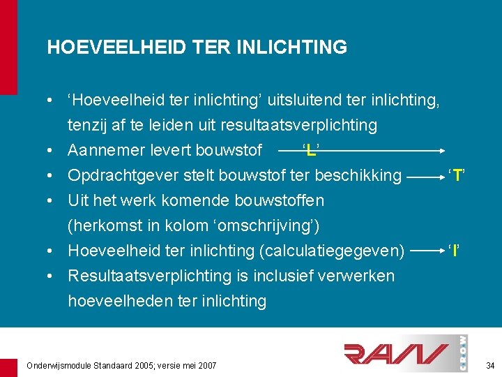 HOEVEELHEID TER INLICHTING • ‘Hoeveelheid ter inlichting’ uitsluitend ter inlichting, tenzij af te leiden