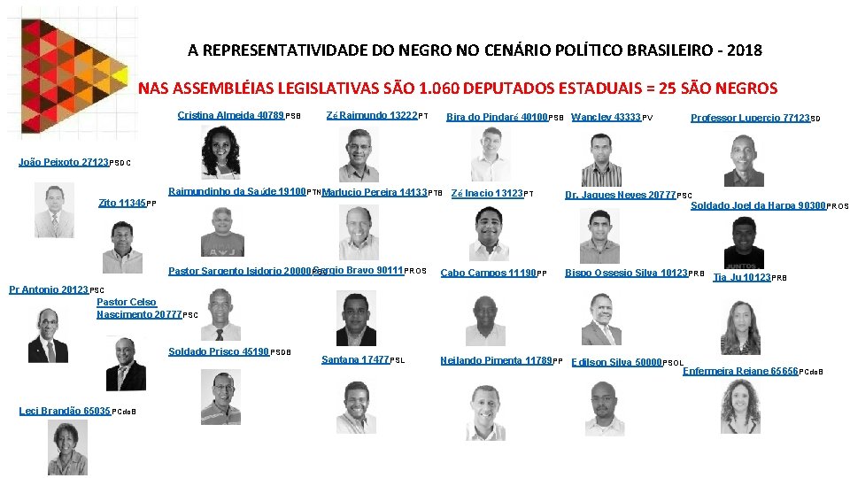 A REPRESENTATIVIDADE DO NEGRO NO CENÁRIO POLÍTICO BRASILEIRO - 2018 NAS ASSEMBLÉIAS LEGISLATIVAS SÃO