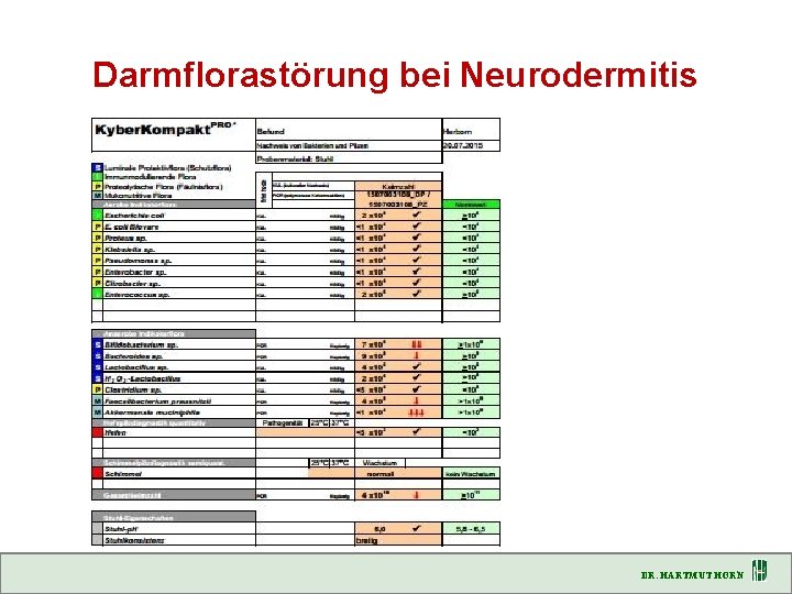 Darmflorastörung bei Neurodermitis DR. HARTMUT HORN 