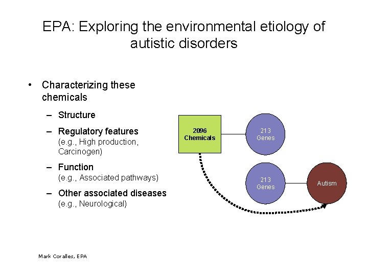 EPA: Exploring the environmental etiology of autistic disorders • Characterizing these chemicals – Structure