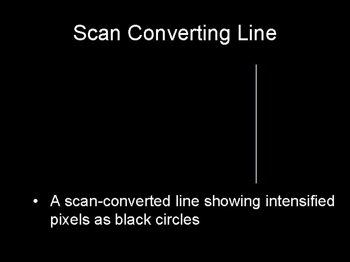 Scan Converting Line • A scan-converted line showing intensified pixels as black circles 