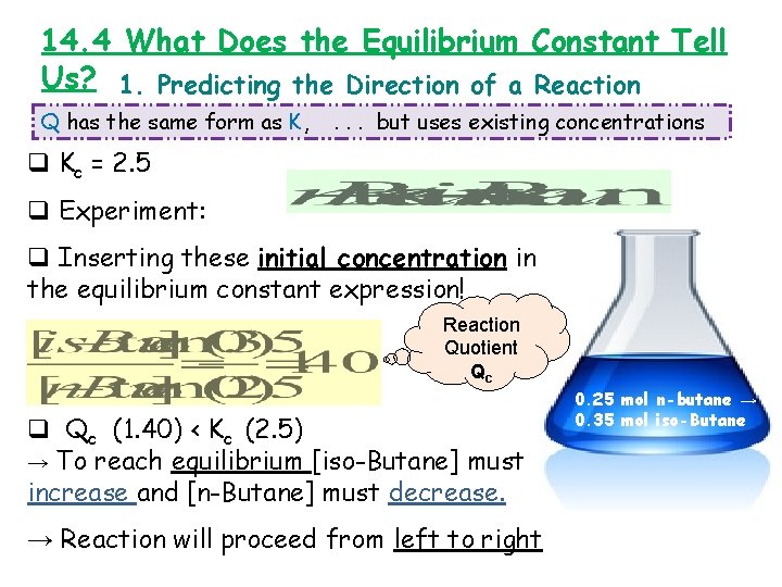 14. 4 What Does the Equilibrium Constant Tell Us? 1. Predicting the Direction of
