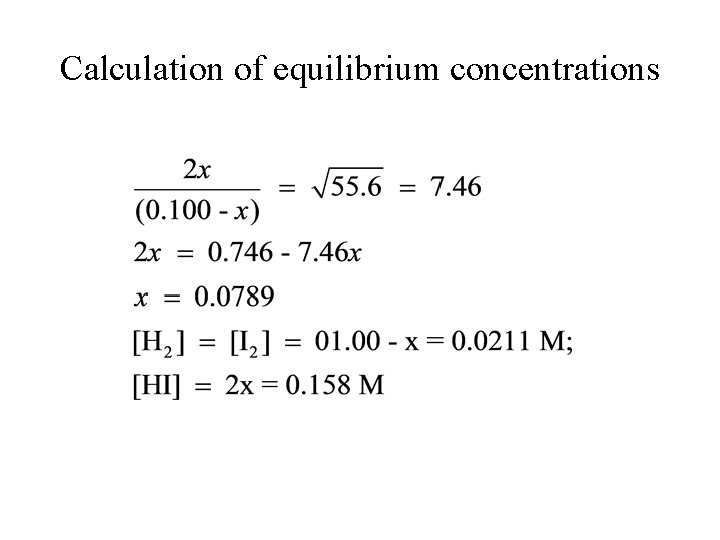 Calculation of equilibrium concentrations 