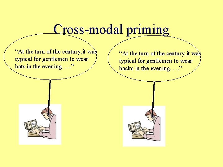 Cross-modal priming “At the turn of the century, it was typical for gentlemen to