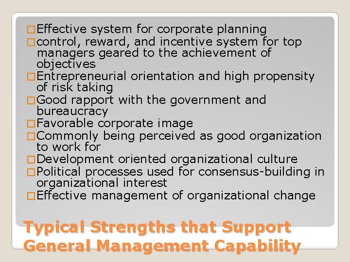 � Effective system for corporate � control, reward, and incentive planning system for top