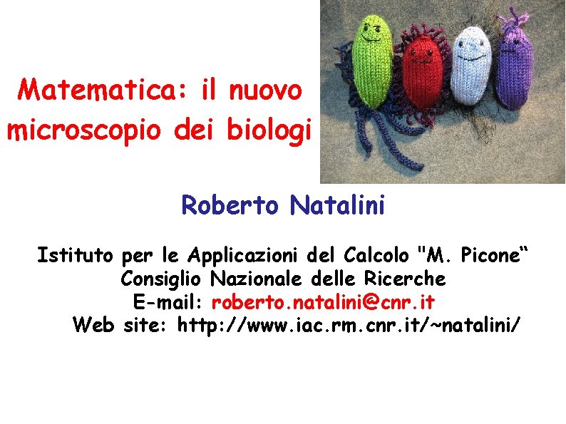 Matematica: il nuovo microscopio dei biologi Roberto Natalini Istituto per le Applicazioni del Calcolo