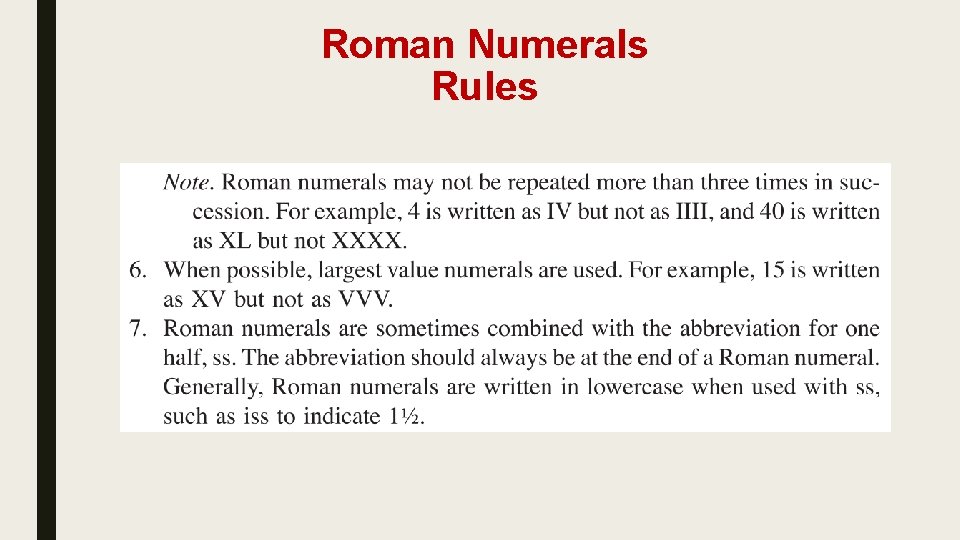 Roman Numerals Rules 