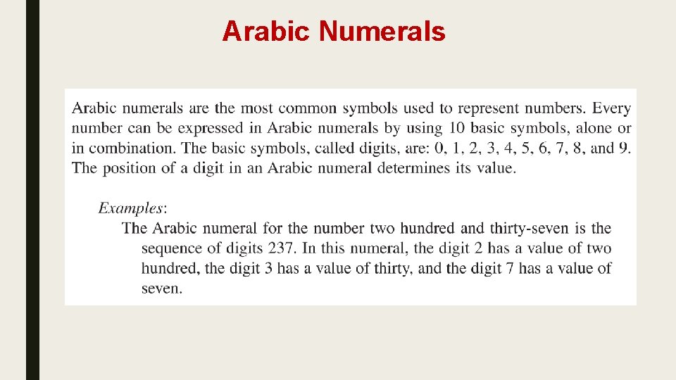 Arabic Numerals 