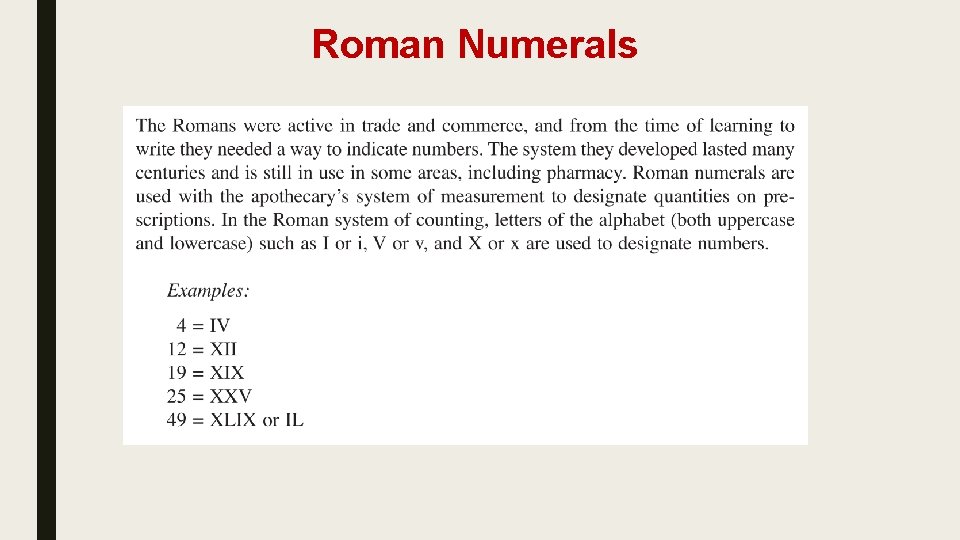 Roman Numerals 