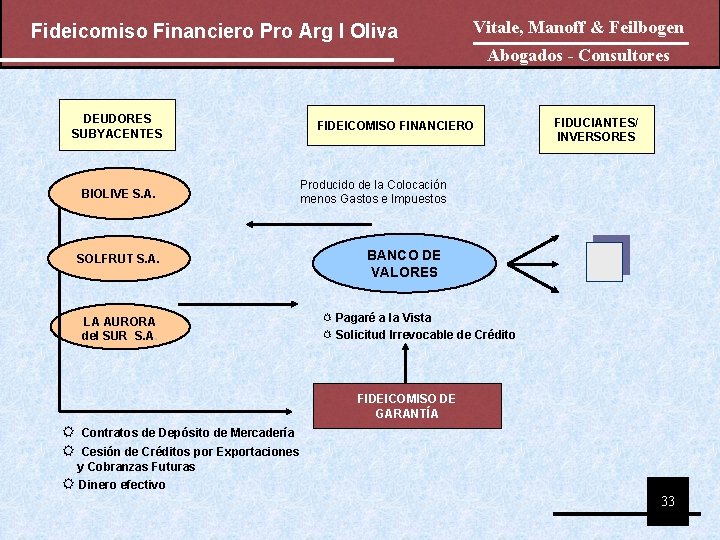 Fideicomiso Financiero Pro Arg I Oliva Vitale, Manoff & Feilbogen Abogados - Consultores DEUDORES Fideicomiso Financiero Pro Arg I Oliva Vitale, Manoff & Feilbogen Abogados - Consultores DEUDORES