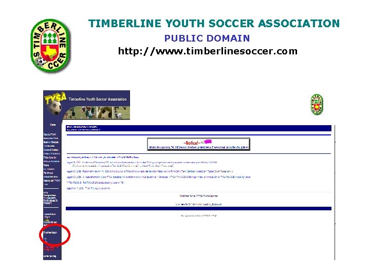 TIMBERLINE YOUTH SOCCER ASSOCIATION PUBLIC DOMAIN http: //www. timberlinesoccer. com 