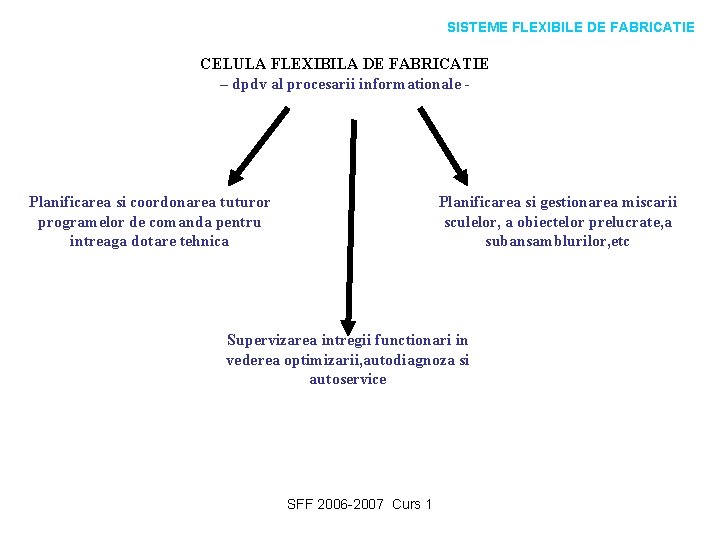 SISTEME FLEXIBILE DE FABRICATIE CELULA FLEXIBILA DE FABRICATIE – dpdv al procesarii informationale -