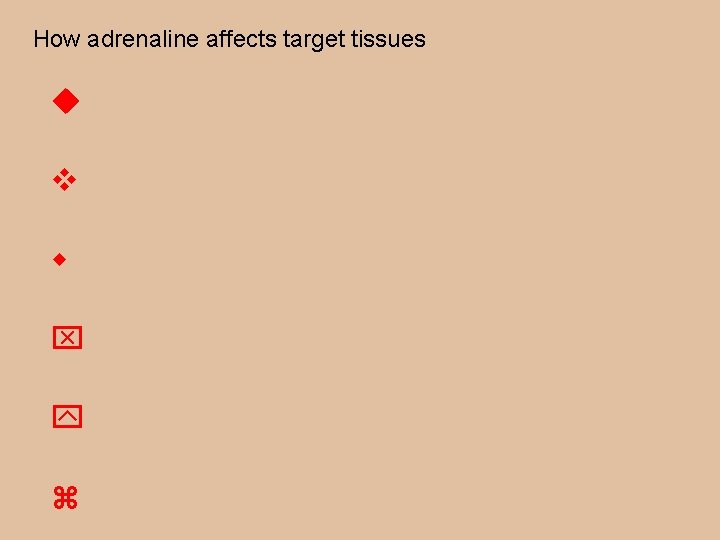 How adrenaline affects target tissues 