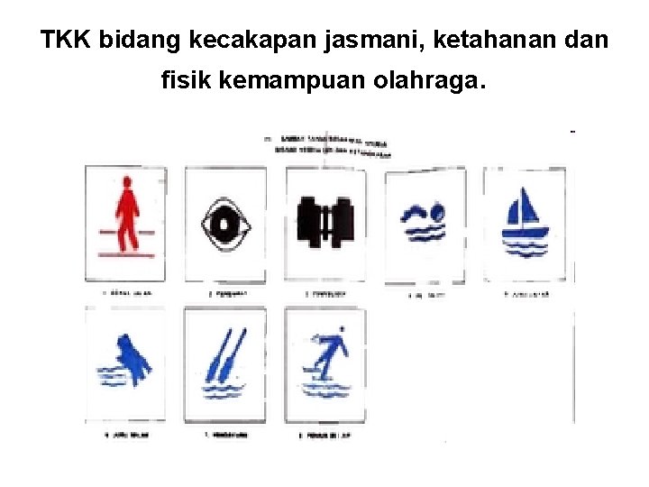 TKK bidang kecakapan jasmani, ketahanan dan fisik kemampuan olahraga. 