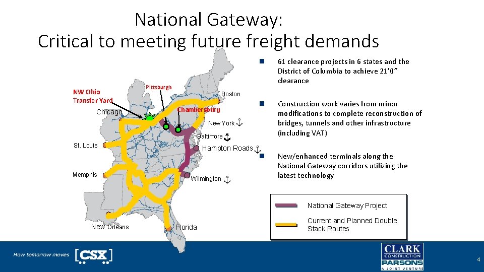 National Gateway: Critical to meeting future freight demands NW Ohio Transfer Yard Chicago n