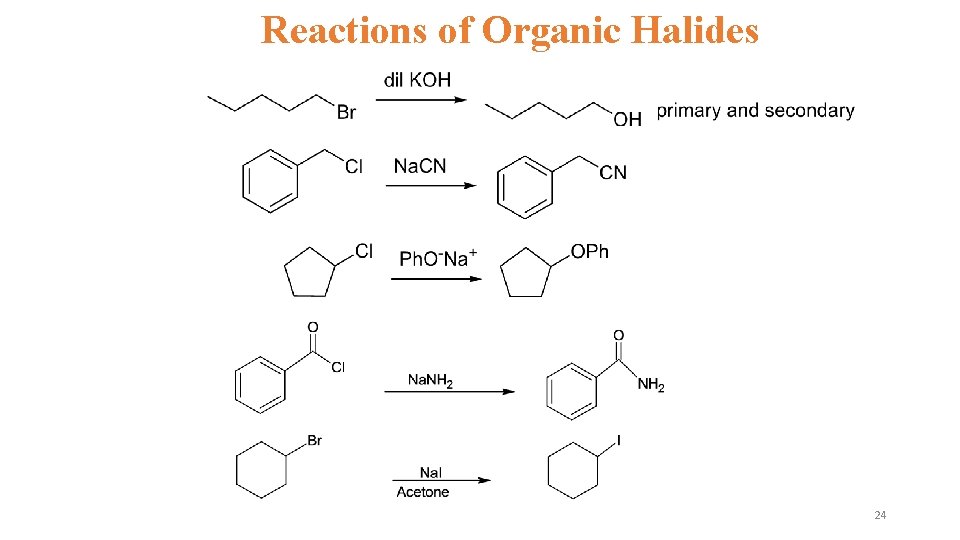 Reactions of Organic Halides 24 Reactions of Organic Halides 24