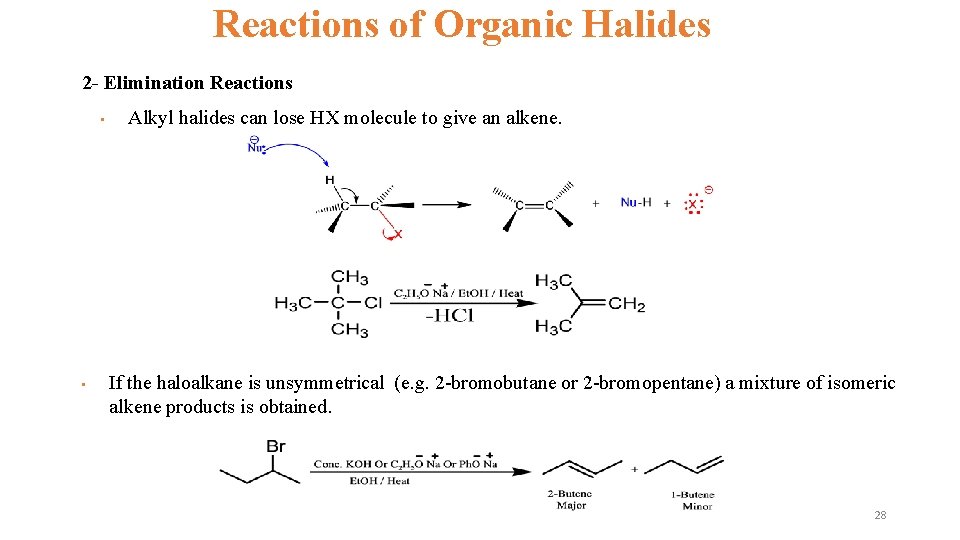 Reactions of Organic Halides 2 - Elimination Reactions • • Alkyl halides can lose Reactions of Organic Halides 2 - Elimination Reactions • • Alkyl halides can lose