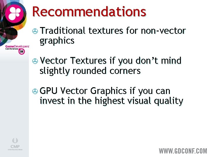 Recommendations > Traditional graphics textures for non-vector > Vector Textures if you don’t mind