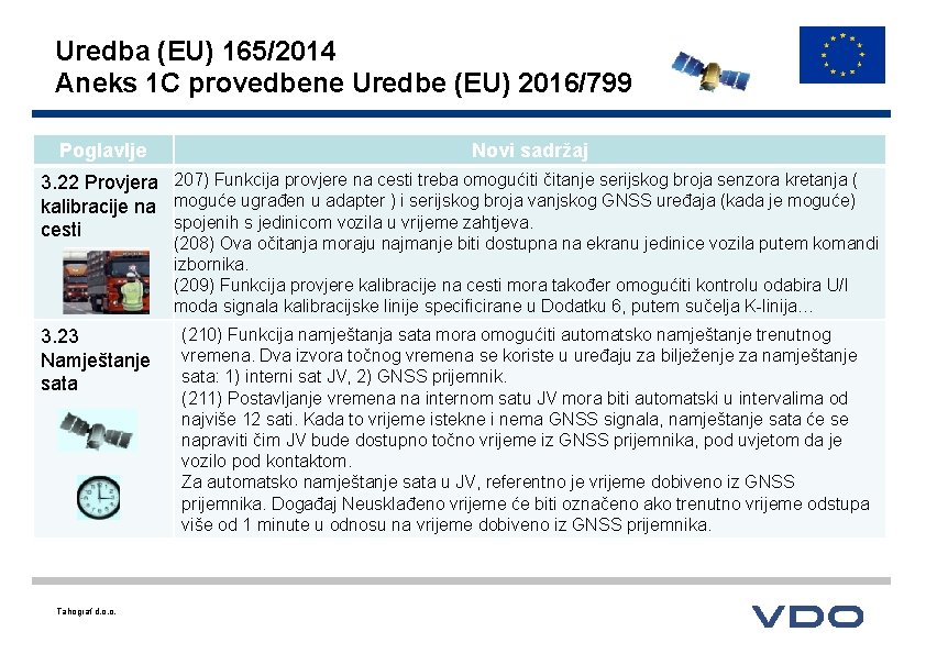 Uredba (EU) 165/2014 Aneks 1 C provedbene Uredbe (EU) 2016/799 Poglavlje Novi sadržaj 3.