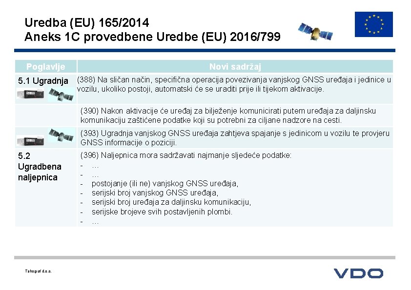 Uredba (EU) 165/2014 Aneks 1 C provedbene Uredbe (EU) 2016/799 Poglavlje 5. 1 Ugradnja