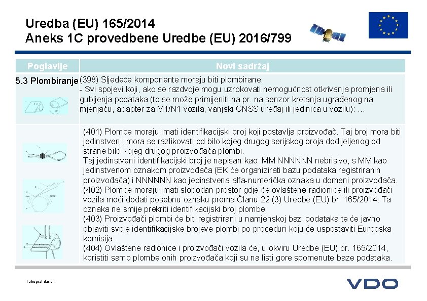 Uredba (EU) 165/2014 Aneks 1 C provedbene Uredbe (EU) 2016/799 Poglavlje Novi sadržaj 5.