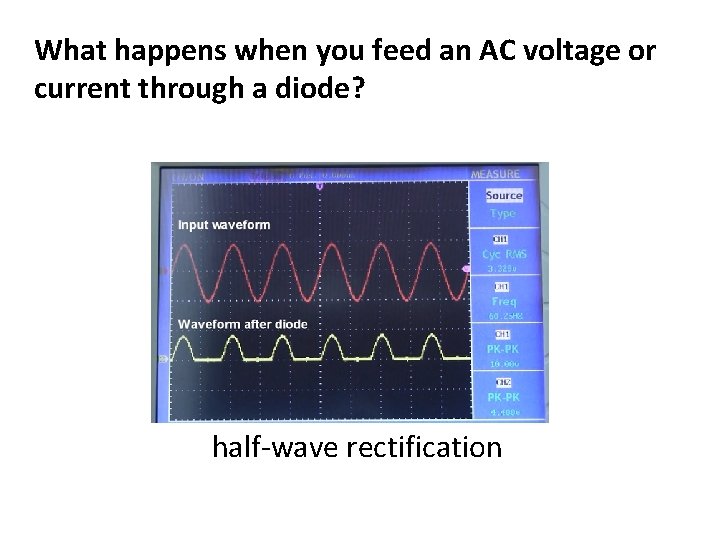 What happens when you feed an AC voltage or current through a diode? half-wave