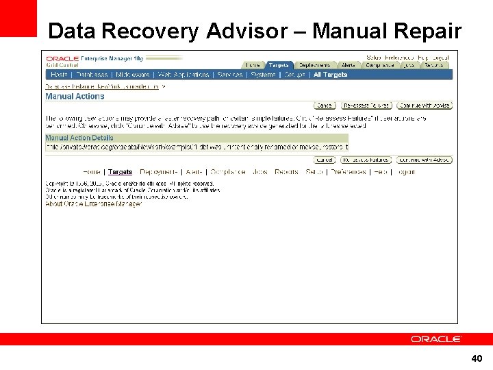 Data Recovery Advisor – Manual Repair 40 