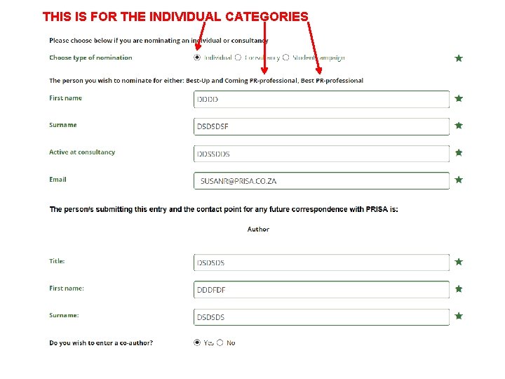 THIS IS FOR THE INDIVIDUAL CATEGORIES 