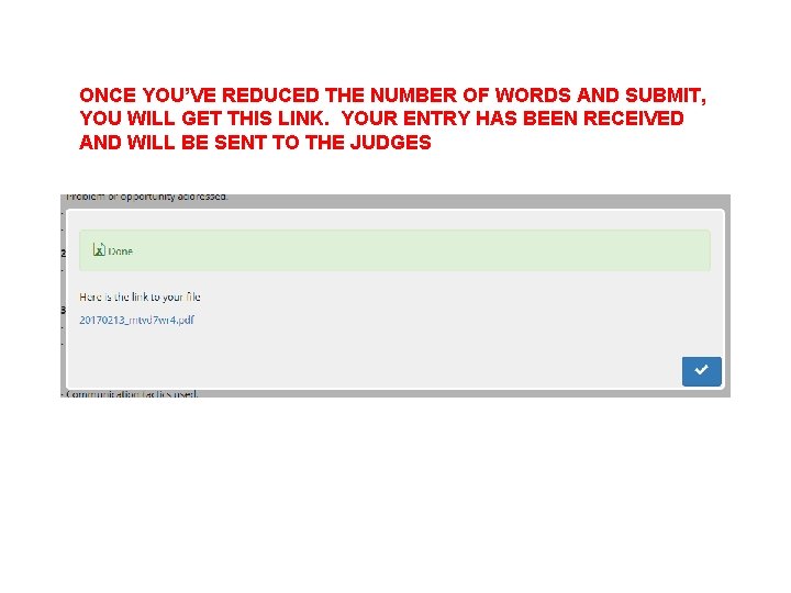 ONCE YOU’VE REDUCED THE NUMBER OF WORDS AND SUBMIT, YOU WILL GET THIS LINK.