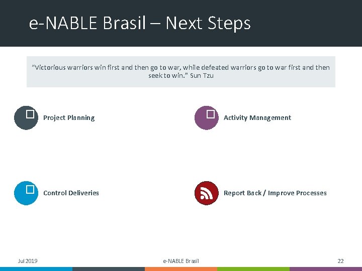 e-NABLE Brasil – Next Steps “Victorious warriors win first and then go to war,