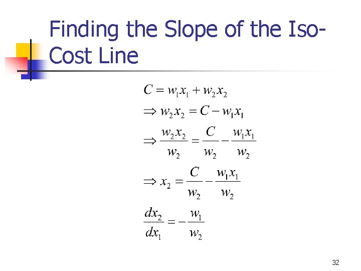 Finding the Slope of the Iso. Cost Line 32 