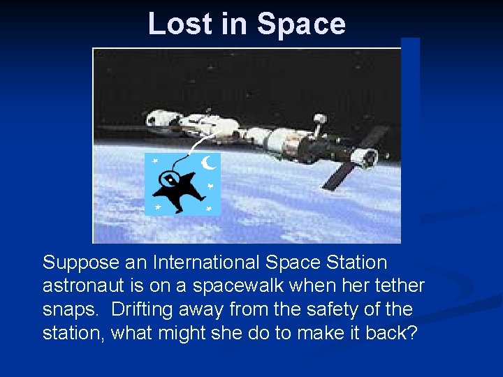 Lost in Space Suppose an International Space Station astronaut is on a spacewalk when