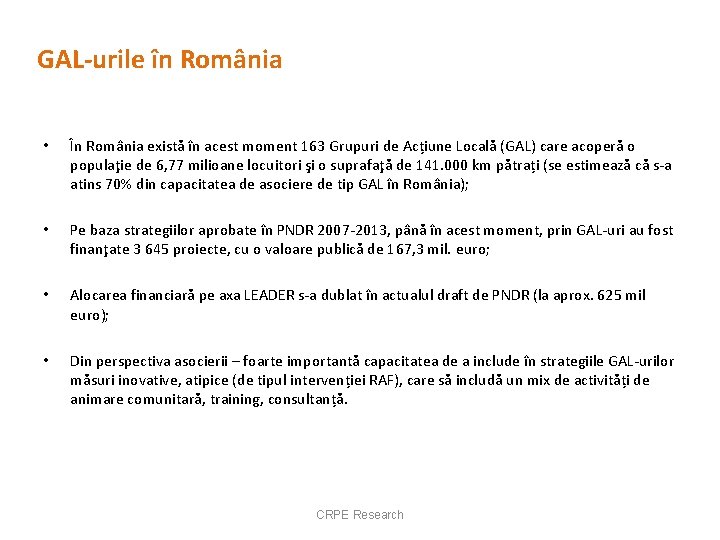 GAL-urile în România • În România există în acest moment 163 Grupuri de Acțiune