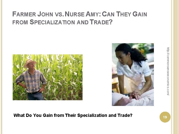 FARMER JOHN VS. NURSE AMY: CAN THEY GAIN FROM SPECIALIZATION AND TRADE? http: //commonsenseeconomics.