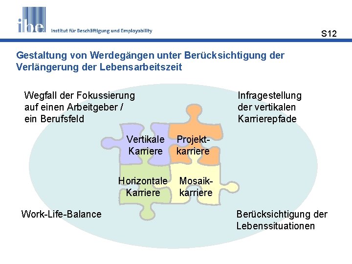 S 12 Gestaltung von Werdegängen unter Berücksichtigung der Verlängerung der Lebensarbeitszeit Wegfall der Fokussierung