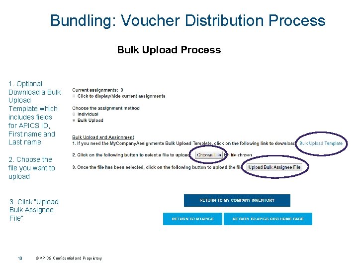 Bundling: Voucher Distribution Process Bulk Upload Process 1. Optional: Download a Bulk Upload Template