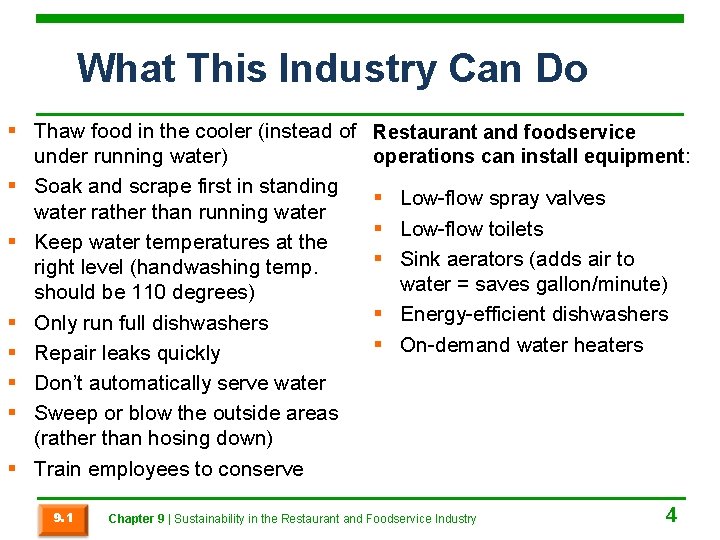 What This Industry Can Do § Thaw food in the cooler (instead of under